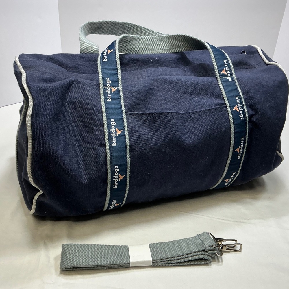 Birddogs Duffle Bag Gym Travel Carry On Navy Blue‎ Logo Strap